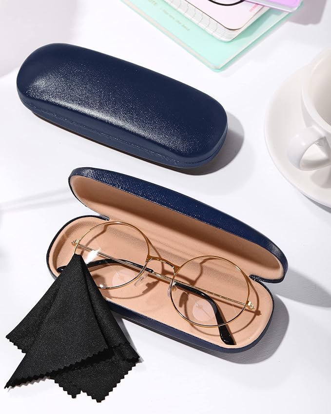 Frienda 3 Pieces Hard Shell Glasses Case Eyeglass Case Protective Sunglass Holder with Cleaning Cloth for Men Women Unisex