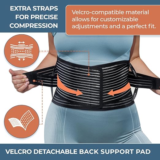 ORTONYX Back Brace for Lower Back Pain, Back Support Belt for Women & Men, Breathable Lower Back Brace with Lumbar Pad, Lower Back Pain Relief for Herniated Disc, Scoliosis, Sciatica/Black XS-M