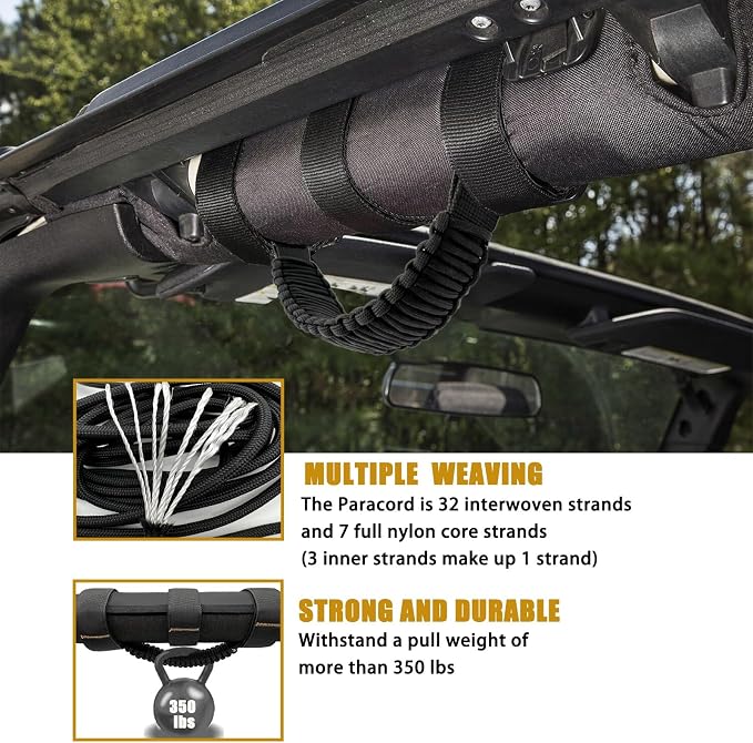 4 Pack Paraocrd Roll Bar Grab Handles for Jeep Wrangler Accessories | CJ YJ TJ JK JL LJ JLU JKU Sahara Freedom Rubicon, Gladiator JT (1955-2023 Modle), Upgrade Strong Metal Buckle, Non-Deformable