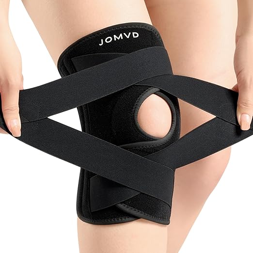 JOMVD Knee Brace for Knee Pain, Meniscus Tear, Adjustable Knee Support with Side Spring Stabilizers for Meniscus Tear, Arthritis, Patella Stability, Knee Pain Relief, Women and Men, XX-Large