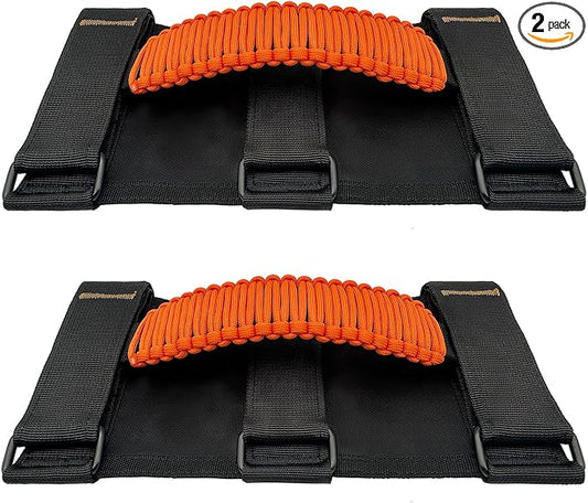 2 Pack Paraocrd Roll Bar Grab Handles for Jeep Wrangler Accessories | CJ YJ TJ JK JL LJ JLU JKU Sahara Freedom Rubicon, Gladiator JT (1955-2023 Modle), Upgrade Strong Metal Buckle, Non-Deformable