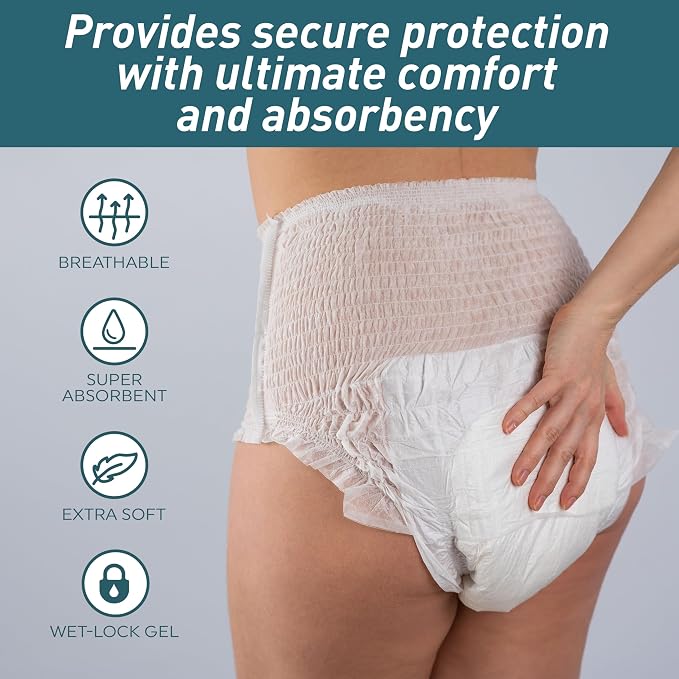 MED PRIDE Disposable Adult Underwear,X-Large (56-68 in),Absorbent,Unisex,56