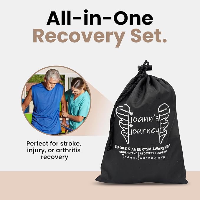 Hand Therapy Kit for Stroke and Aneurysm Recovery, OT/PT Rehab Tools for Dexterity, Fine Motor Skills and Hand Coordination, Home Therapy Set for Survivors and Caregivers, by JoAnn’s Journey