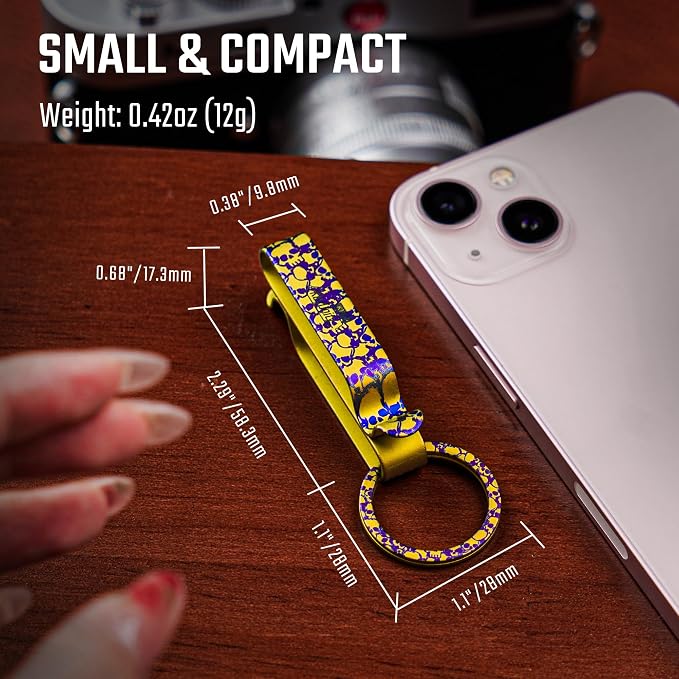 KeyUnity KM00 Titanium Belt Loop Keychain Clip Double Side Quick Release Key Holder with Detachable Key Ring