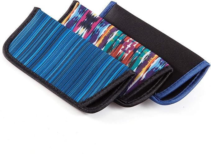 TRIUMPH VISION 3 Pack Reading Glasses Pouch Soft Case Eyeglass Sleeve Slim | Alternative to Bulky Case in bag, Lightweight Lined Padded Protect Optical lens Slip in, Cute Pattern Portable for Daily Use