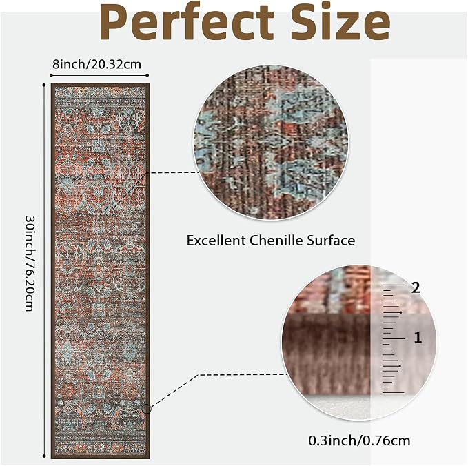 sarben 8"x30" Non Slip Stair Treads for Wooden Steps 15 Pack, Terracotta | Peel and Stick Carpet Stair Runner with TPE Adhesive Backing, Carpet for Added Safety, Pet and Senior Friendly