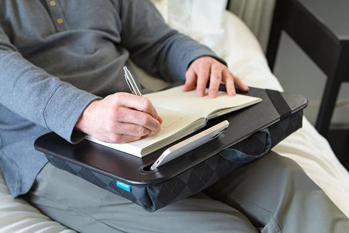 LAPGEAR Designer Lap Desk – Gray Argyle, Fits 15.6” Laptops