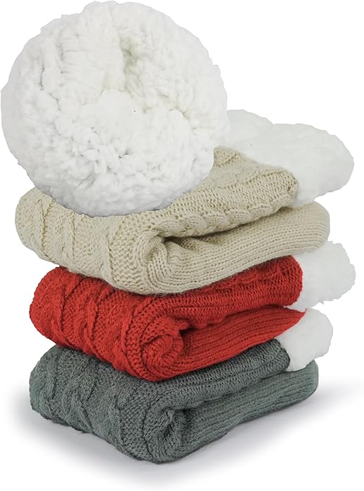 Slipper Socks for Women with Gripper - Winter Non Slip Thick Fuzzy Socks - Warm Cozy Christmas Gift