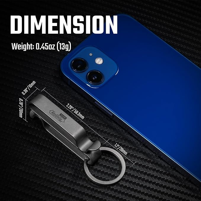 KeyUnity KM00 Titanium Belt Loop Keychain Clip Double Side Quick Release Key Holder with Detachable Key Ring