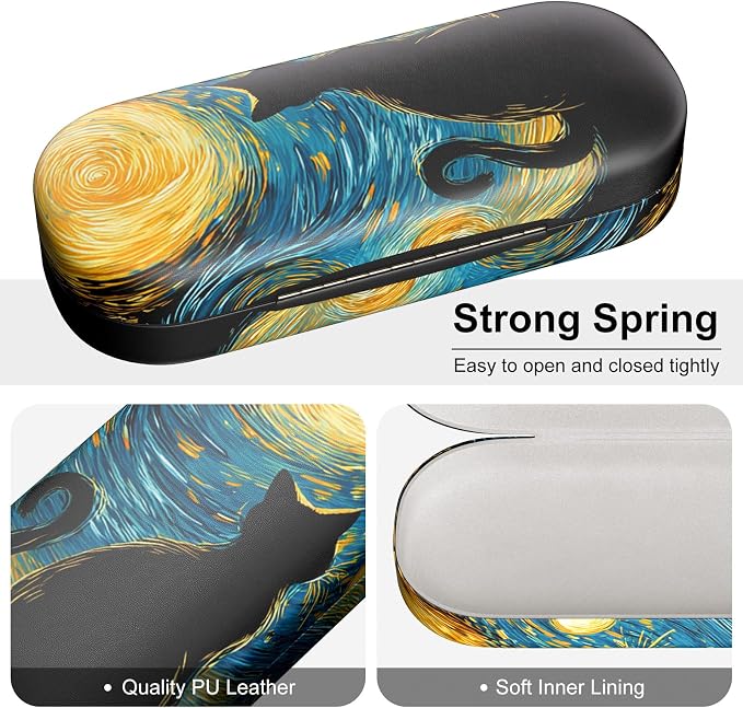 Hard Shell Leather Sunglasses Case,Classic Fashionable Cute Large Glasses Case for Women Men,Sunglass Eyeglasses