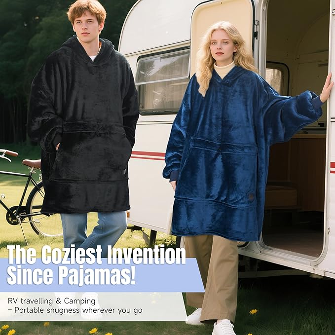 Catalonia Oversized Blanket Hoodie Sweatshirt, Wearable Sherpa Lounging Pullover for Adults Women Men