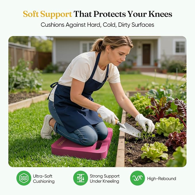 Grenebo 2-Pack Kneeling Pads, Extra Thick, 17.3 x 11 x 1.6 in, Green Pink | Soft NBR Foam Cushion for gardening kneeling pad use, Knee pad support for Gardening, Baby Bathing, Exercise and Work