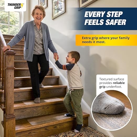 Clear Stair Treads Non-Slip Indoor 40" x 4" 18-Pack - Stair Grips for Wood