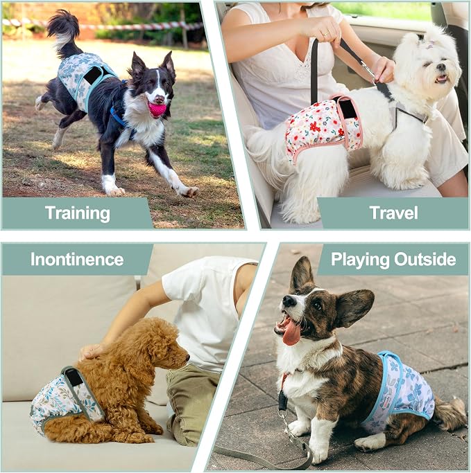 Washable Female Dog Diapers (3 Pack) - No Leak Reusable Diapers for Doggy Female in Period - Highly Absorbent Dog Heat Panties with Adjustable Snaps XL