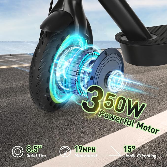 Electric Scooter for Adults, Folding E Scooter with 500W Motor 19 Mph Top Speed 18 Miles Range, 8.5" Solid Tires Folding Commuting Motorized Kick Scooter (Green - 7.8AH Battery Dual Rear Suspension)
