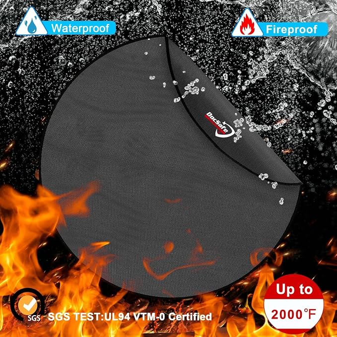 DocSafe 36" Fire Pit Mat for Solo Stove Bonfire,4 Layers Double-Sided Fireproof Under Grill Mat Protector for Deck,Patio,Round BBQ Mat Indoor Fireplace Pad for Solo Stove Accessories,Easy to Clean