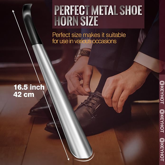 Metal Shoe Horns 7.5-16.5“, Shoehorns Long & Travel for Kids Adult | Stainless Steel Shoehorns, Shoe Spoons, Portable Compact Lightweight Wear Shoes Helper for Boots Men Women