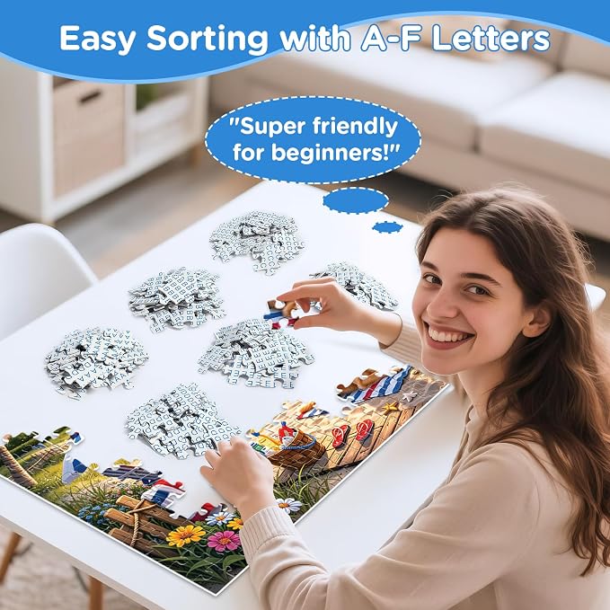 500 Piece Puzzles for Adults, Beach Sunset Jigsaw Puzzles 500 Pieces | Puppy Animal Puzzles for Adults 500 Pieces, Summer Vacation Nature Jigsaw Puzzle for Adult Seniors, Toy Game Gift Activity