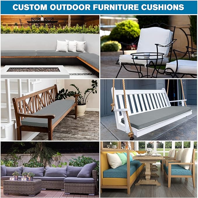 Cushion Custom Size for Bench, Customize Cushion for Indoor Outdoor Patio Furniture Window Seat, Linen Cover with Zipper and 45D High-Resilience Foam Insert (Custom Colors)