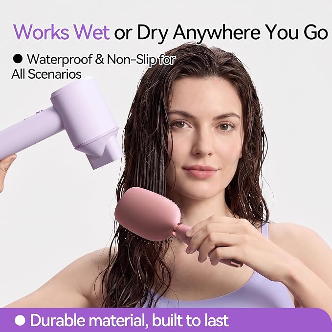 Detangling Hair Brush, Tangle-Free Detangler with Cushion Soft Bristles | Reduces Hair Breakage, Anti-Frizz & Boosts Shine, Works Straight/Curly/Thick/Fine Hair, Wet & Dry for Women & Men, Pink
