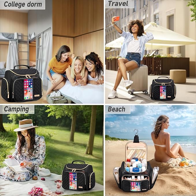 Tealari Large Toiletry Bag for Women Men,Bathroom Bag,Water Resistant Shower Bag,Makeup Bag,Portable Shower Caddy for College Dorm,Hanging Travel Toiletry Bag with Transparent Waterproof Phone Pocket