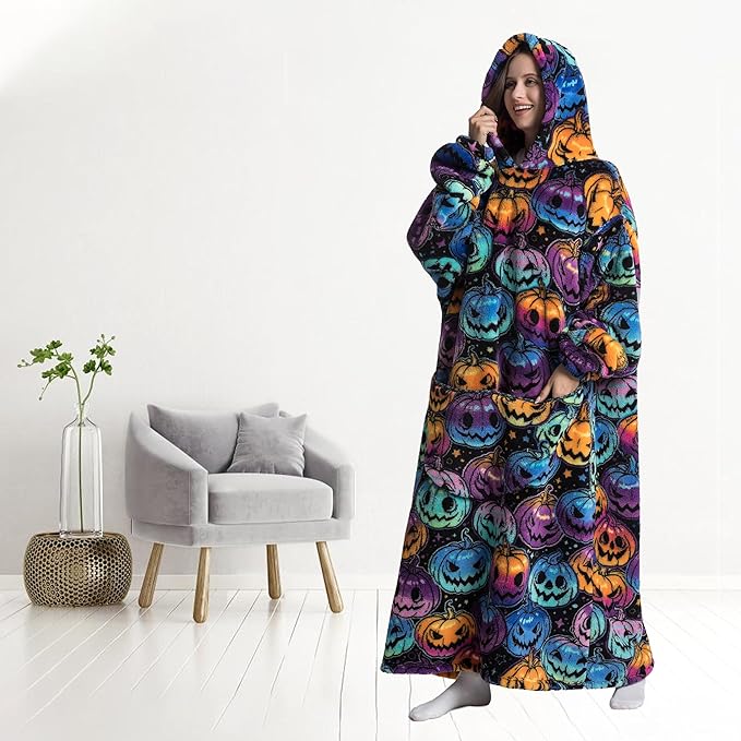 Blanket Hoodie, Long Hooded Blanket Sweatshirt as Birthday Gifts for Women Men, Long Wearable Blanket for Women Men.