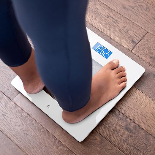 Greater Goods Digital Weight Scale, Accurate, Non-Slip, and Scratch Resistant Bathroom Scale (White)