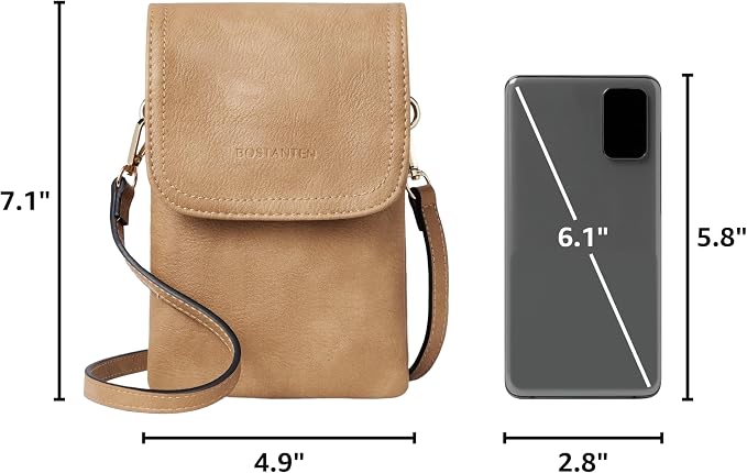 BOSTANTEN Small Crossbody Bag for Women Designer Cell Phone Purse | Vegan Leather, Multiple Pockets, Card Slots, Compact Size for Phone, Cards and Keys, Daily Travel Shopping Use