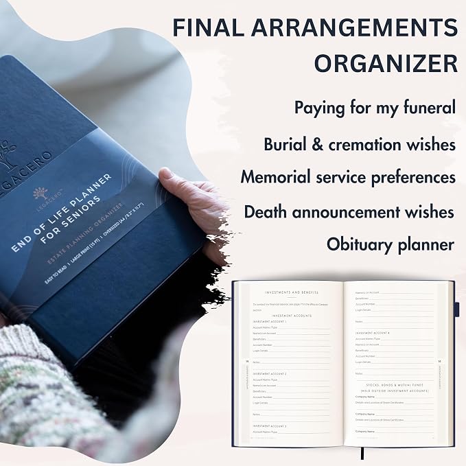 End of Life Planner for Seniors - Guided Estate Planning Organizer for Next of Kin. Large What To Do When I’m Gone Book and Important Document Organizer to Share with Your Executor (Navy Blue)