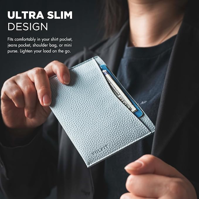 VULKIT Passport Cover Ultra Slim Design Leather Passport Sleeve RFID Blocking with 2 Card Slots, Anti-Theft Travel Essentials