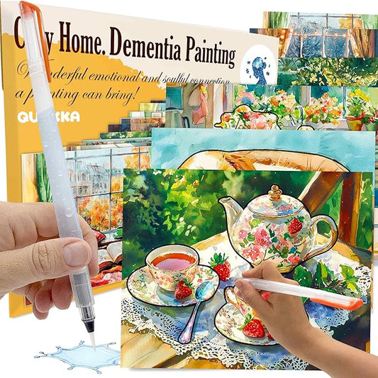 QUOKKA Water Painting Dementia Activities for Seniors – Cozy Home Edition – Alzheimers Products for Elderly - Activities for People with Dementia - Crafts for Seniors