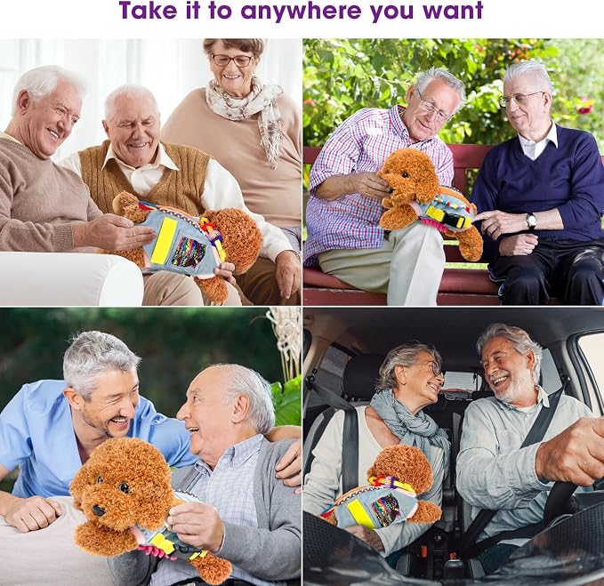 Fidget Dog Blanket for Dementia & Alzheimer’s|Dementia Activities for Seniors|Anxiety & Stress Relief|Sensory Activities for Elderly with Alzheimer’s or Dementia