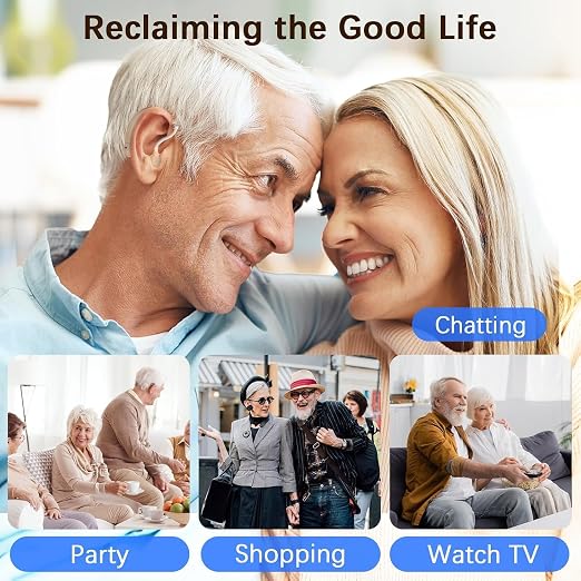Hearing Aids for Seniors with Hearing Loss - Invisible Hearing Amplifiers for Adults with Noise Cancelingand Volume Control Comfort In-ear Hearing Devices (black)