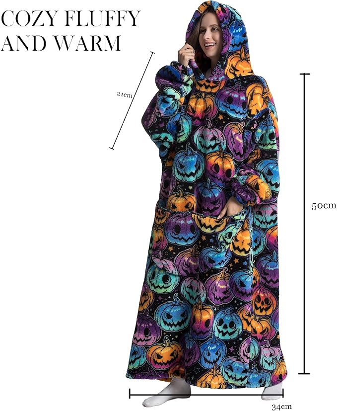 Blanket Hoodie, Long Hooded Blanket Sweatshirt as Birthday Gifts for Women Men, Long Wearable Blanket for Women Men.