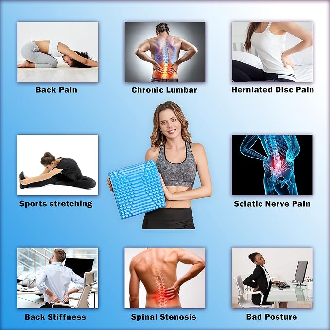 YESINDEED Back Stretcher Pillow – Pain Relief for Lower Back, Lumbar Support, Posture Correction, Sciatica Aid, Orthopedic Design, Easy to Use at Home, Office, or Anywhere, Orthopedist Recommended