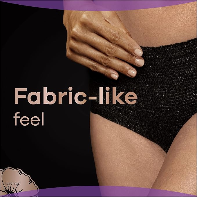 Always Discreet Boutique Low-Rise Postpartum Incontinence Underwear Size L Maximum Absorbency, Up to 100% Leak Protection, Black, 10 Count (Pack of 2)