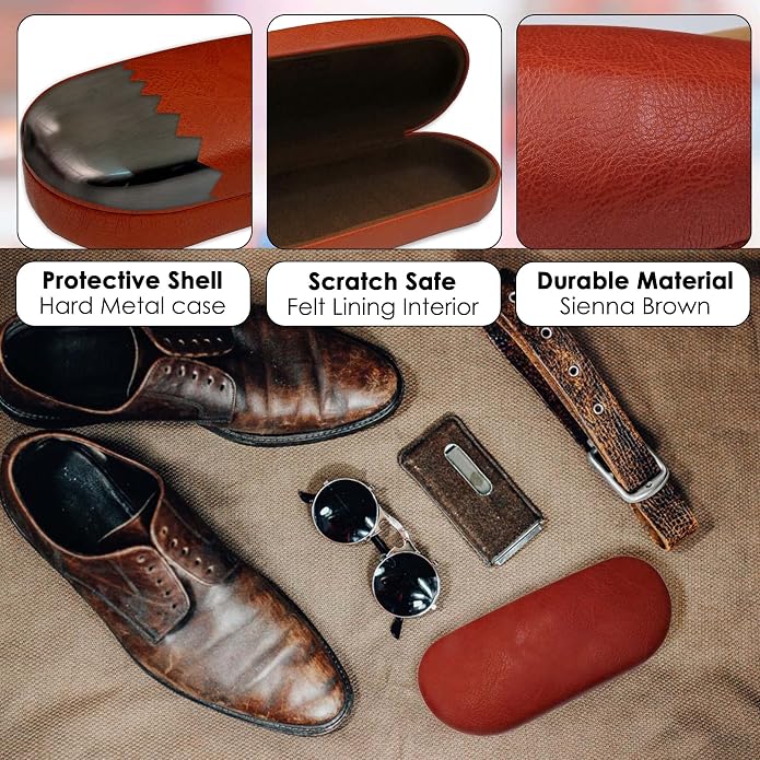 MyEyeglassCase - Large Sunglasses Case - Glasses Holder with Pouch & Cloth - Eyeglass Hard shell Medium - Extra Large frames