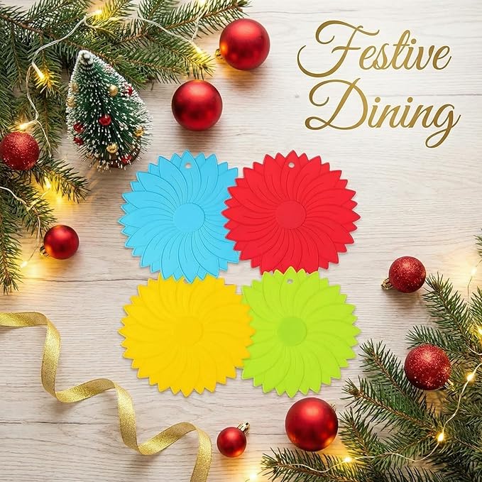 4 Pack Silicone Jar Opener Gripper Pads, Non-Slip Grippers for Opening Jars, Easy-Twist Jar Openers for Weak Hands and Seniors, Dishwasher Safe, Heat Resistant (Multicolor)