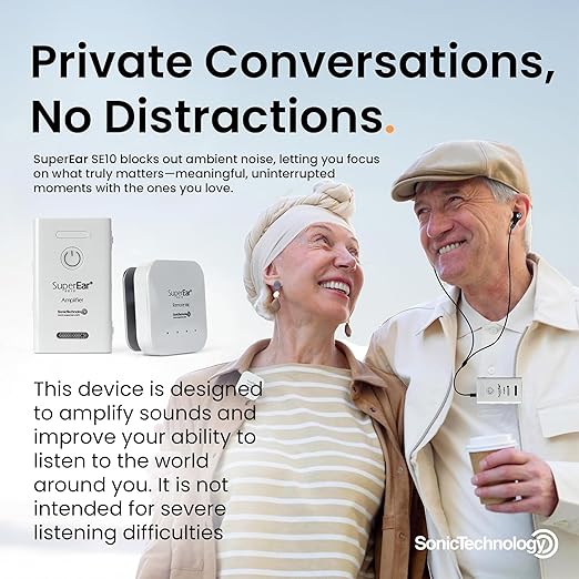 SuperEar NEW Model SE10 for Seniors - Hearing Amplifiers for Seniors Long Range Listening Device Sound Amplifier Listening Device Noise Cancelling - Remote Microphone PSAP TV Audio Accessories