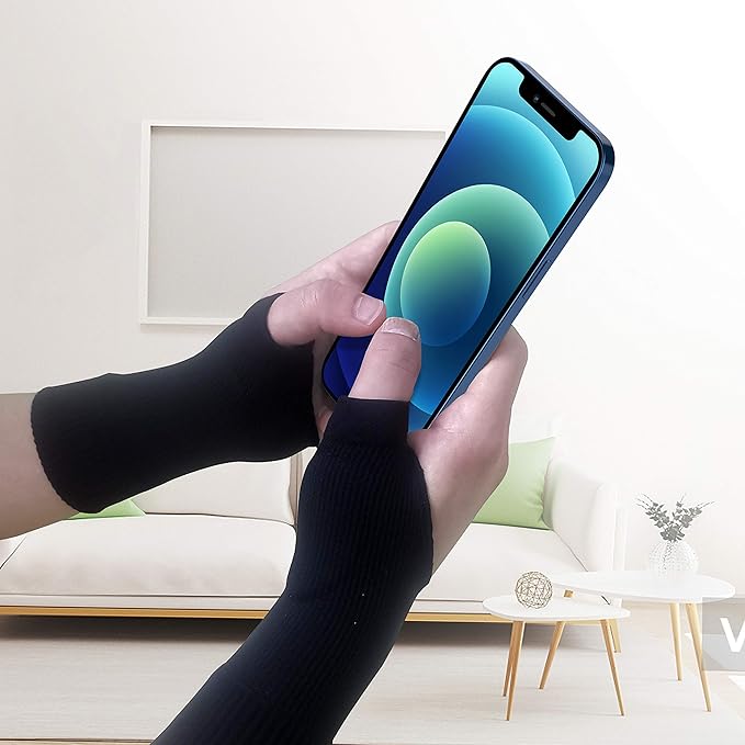 Wrist Thumb Compression Arthritis Gloves(1 Pair),Breathable Wrist Support Brace Fingerless Glove with Gel Thumb Injury Pads,Comfortable Carpal Tunnel Sleeve for Hand Wrist Joint Relieve Pain