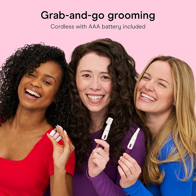 Conair Precision Eyebrow and Facial Trimmer for Women | Pain-free Precision Groomer with Attachments for Eyebrows, Face, Nose, and Ears, White/Purple, LLT2LLW