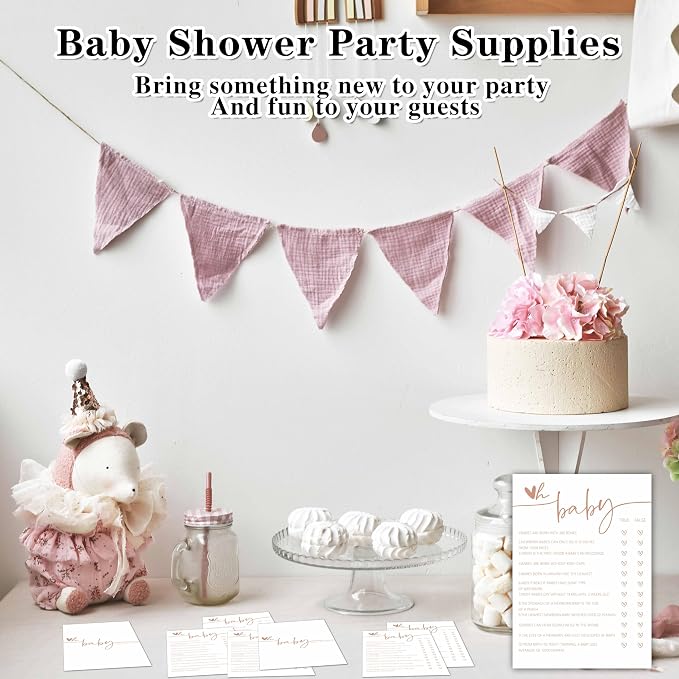 Oh Baby True Or False, Baby Shower Games Cards, Minimalism Boy or Girl Baby Gender Reveal Party Favors Decorations and Supplies, 25 Pcs Double-Sided - C05