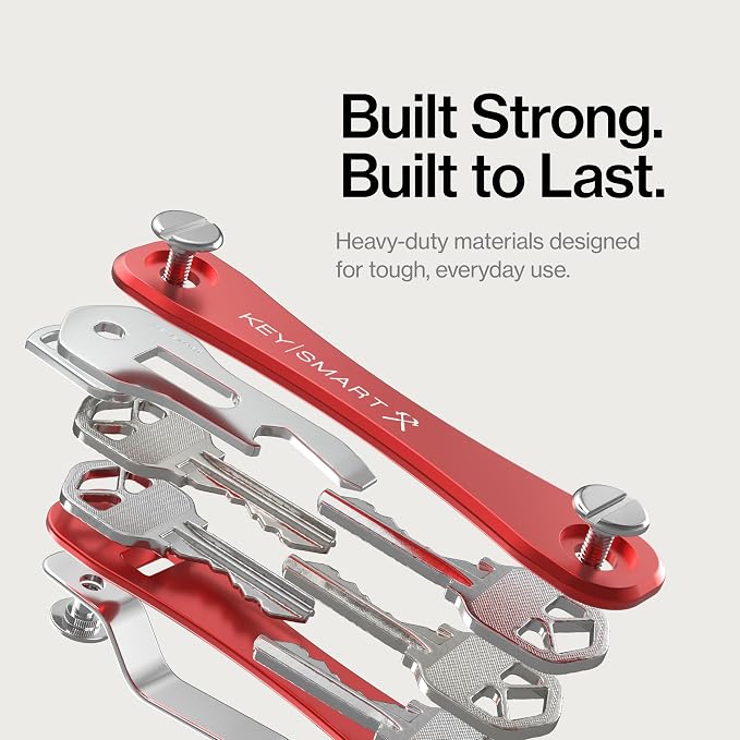 KeySmart Rugged Keychain Multitool Key Holder, Up to 14 Keys | Key Organizer for EDC. Expandable, Durable Build, Reduces Key Chain Bulk & Jingle, Pocket Clip & Bottle Opener Included