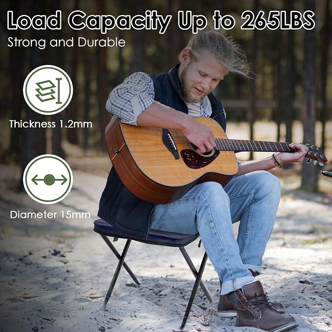 MOONCY Portable Stool, 13 Inch Small Folding Stool for Adults, Ultralight Blue Camping Stools for Hiking and Fishing, Hold Up to 265 LBS