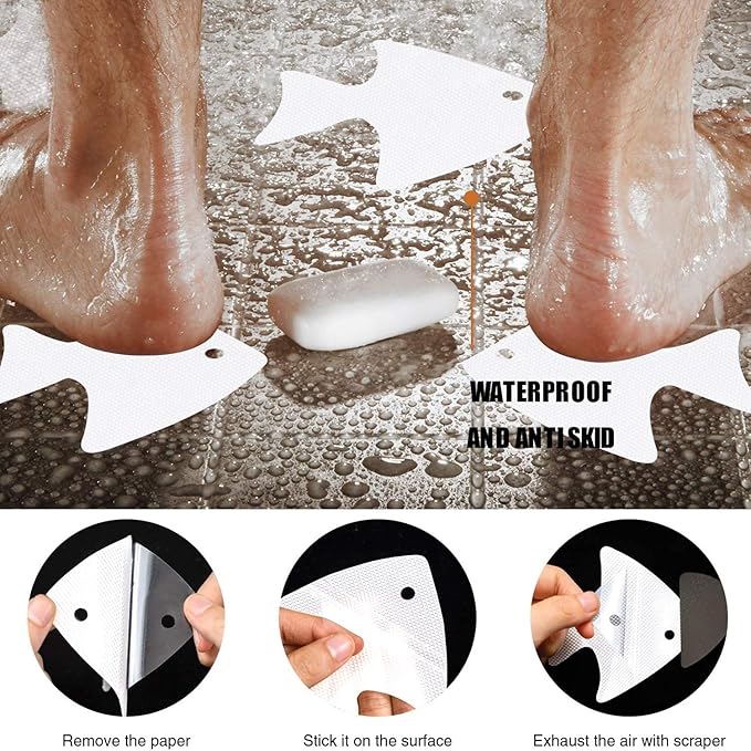 Bathtub Stickers Non-Slip, 24 PCS Safety Shower Treads Adhesive Appliques with Premium Scraper
