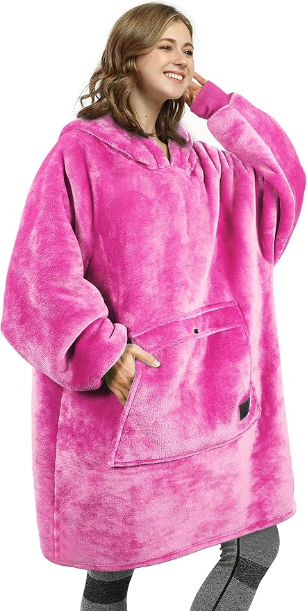 Catalonia Oversized Blanket Hoodie Sweatshirt, Wearable Sherpa Lounging Pullover for Adults Women Men