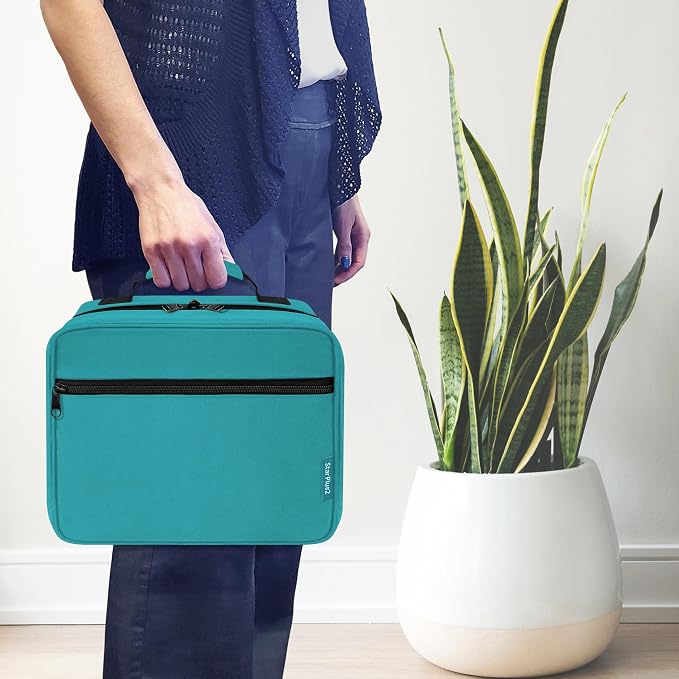 Large Medicine Organizer Bag – 10 Pocket Pill Bottle Organizer for Travel & Home Storage, Turquoise