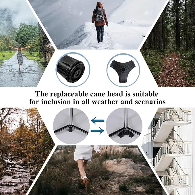 Cane with Seat Foldable Chair Cane,Walking Stick Cane, Folding Walking Cane for Men & Women with Travel Bag and 2 Base Canes and Cushion for Outdoor Hiking