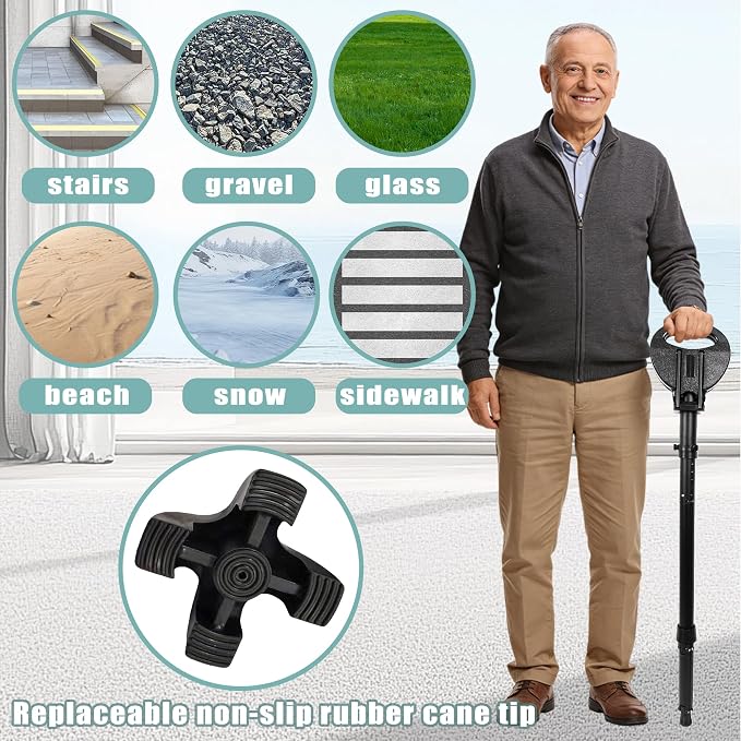 ALEVMOOM Walking Cane with Seat 2-in-1 Cane Stool for Adults, Aluminum Walking Stick with Seat, Stick Chair Portable Stool for Senior