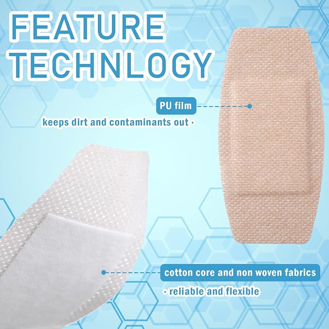 Funtery 60 Pcs Large Sensitive Skin Bandages Silicone Adhesive Bandages Bulk Elderly Painless Removal Silicone Wrappings for Sensitive Fragile Skin Delicate Wounds 3.9 x 2 in